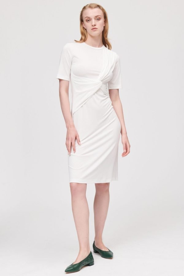 Knot fitted dress white