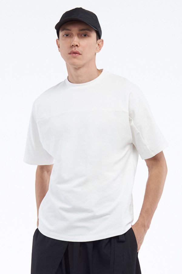 Κοντομάνικη μπλούζα σε χαλαρή γραμμή off white