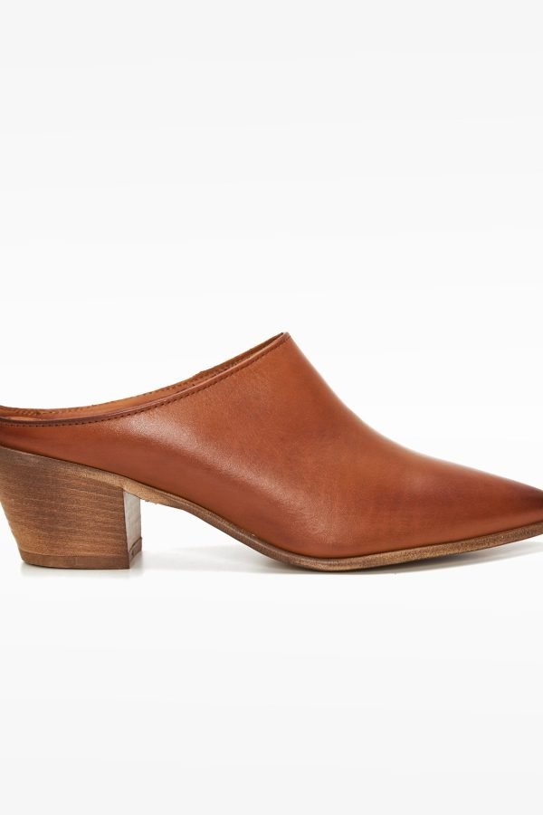 Δερμάτινα μυτερά mules ταμπά