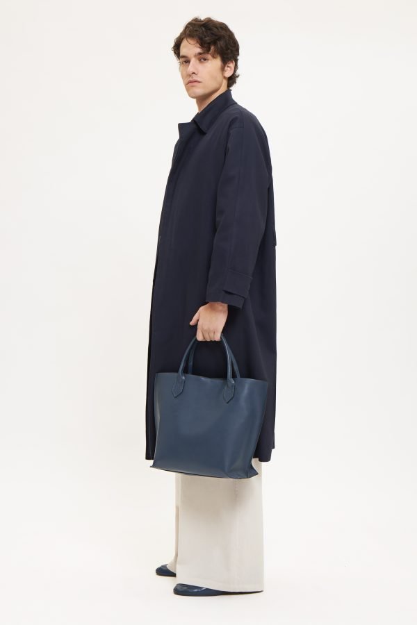 Κλασική μίντι καμπαρντίνα μπλε