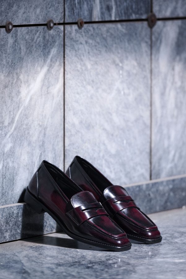 Δερμάτινα loafers Oxford μπορντό