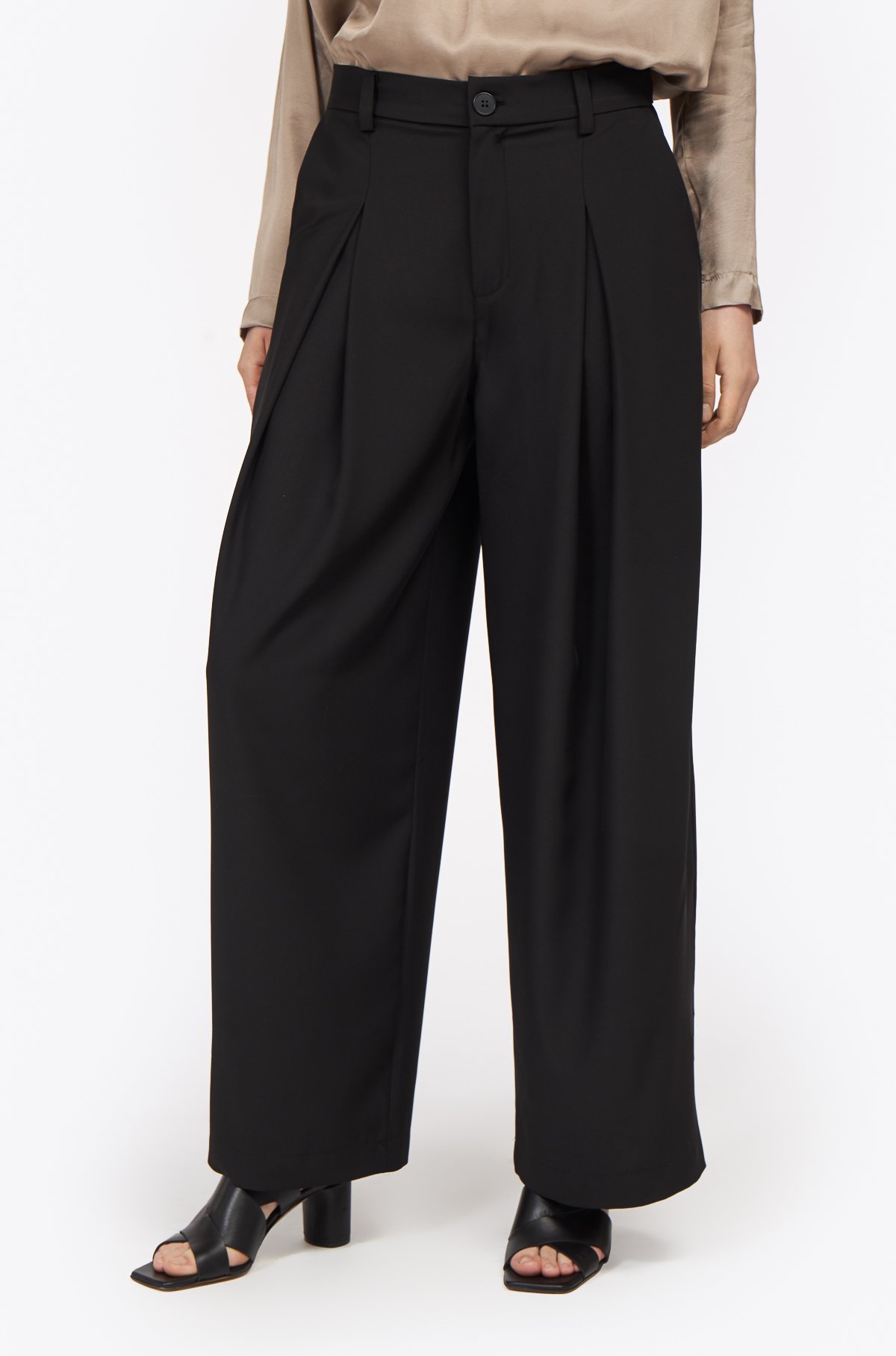 AOS High waist pleated pants black
