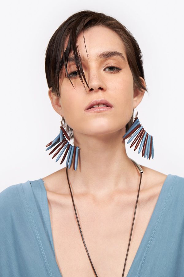 Howlite earrings in blue and terracotta