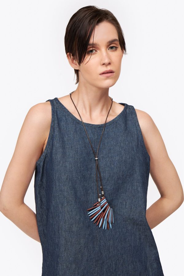 Howlite necklace in blue and terracotta