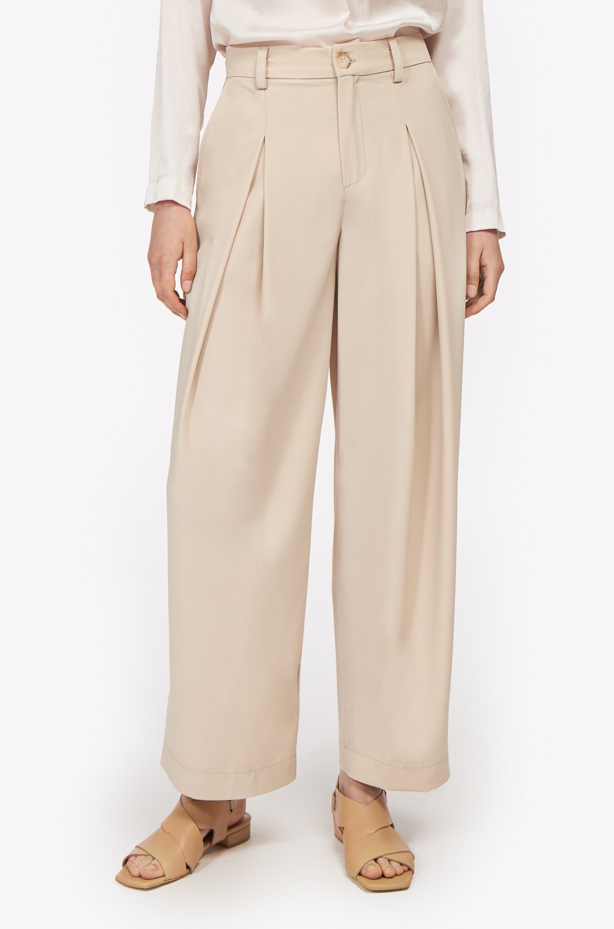 AOS High waist pleated pants sahara
