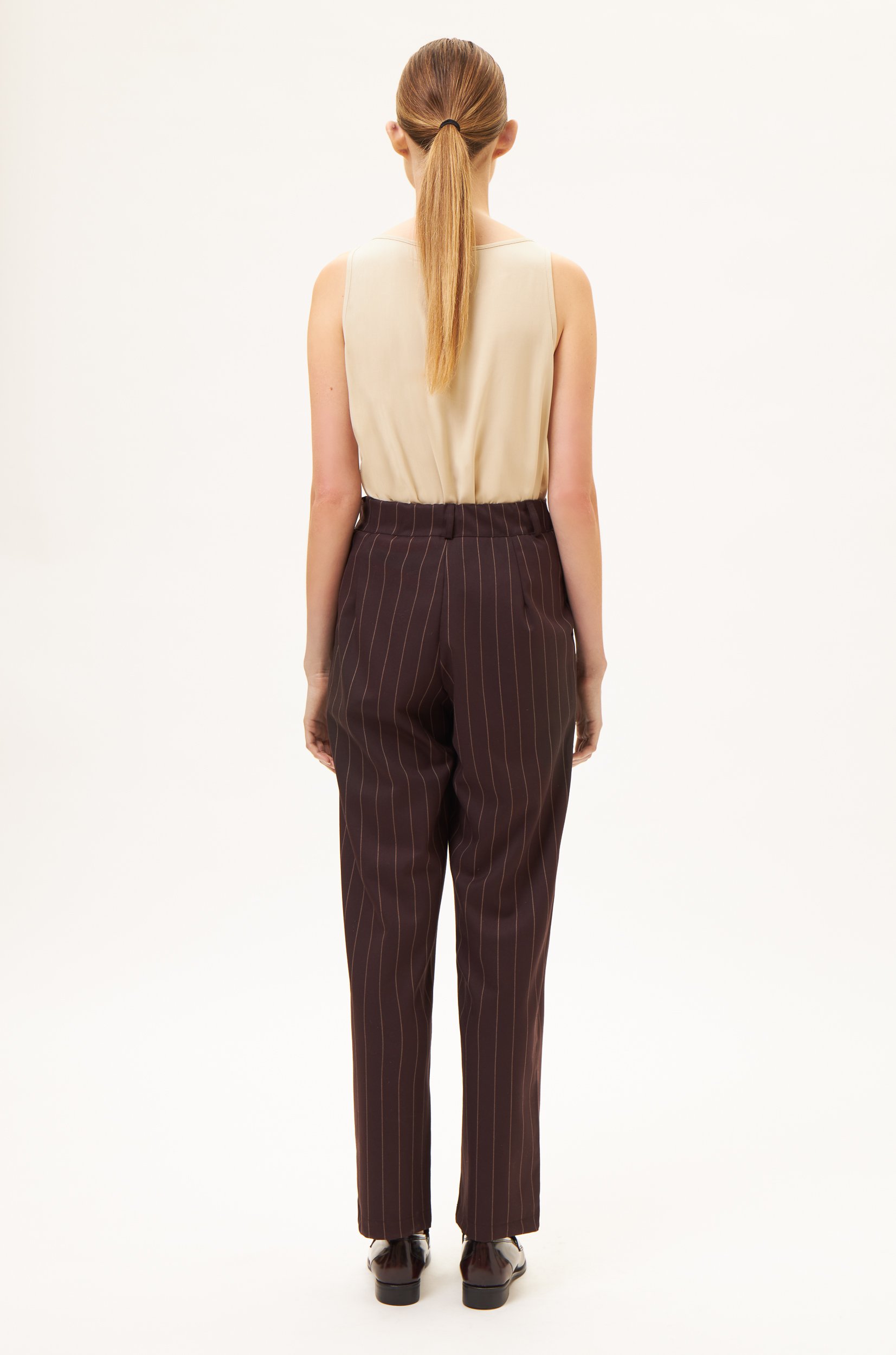 AOS Ριγέ παντελόνι σε ίσια γραμμή καφέ