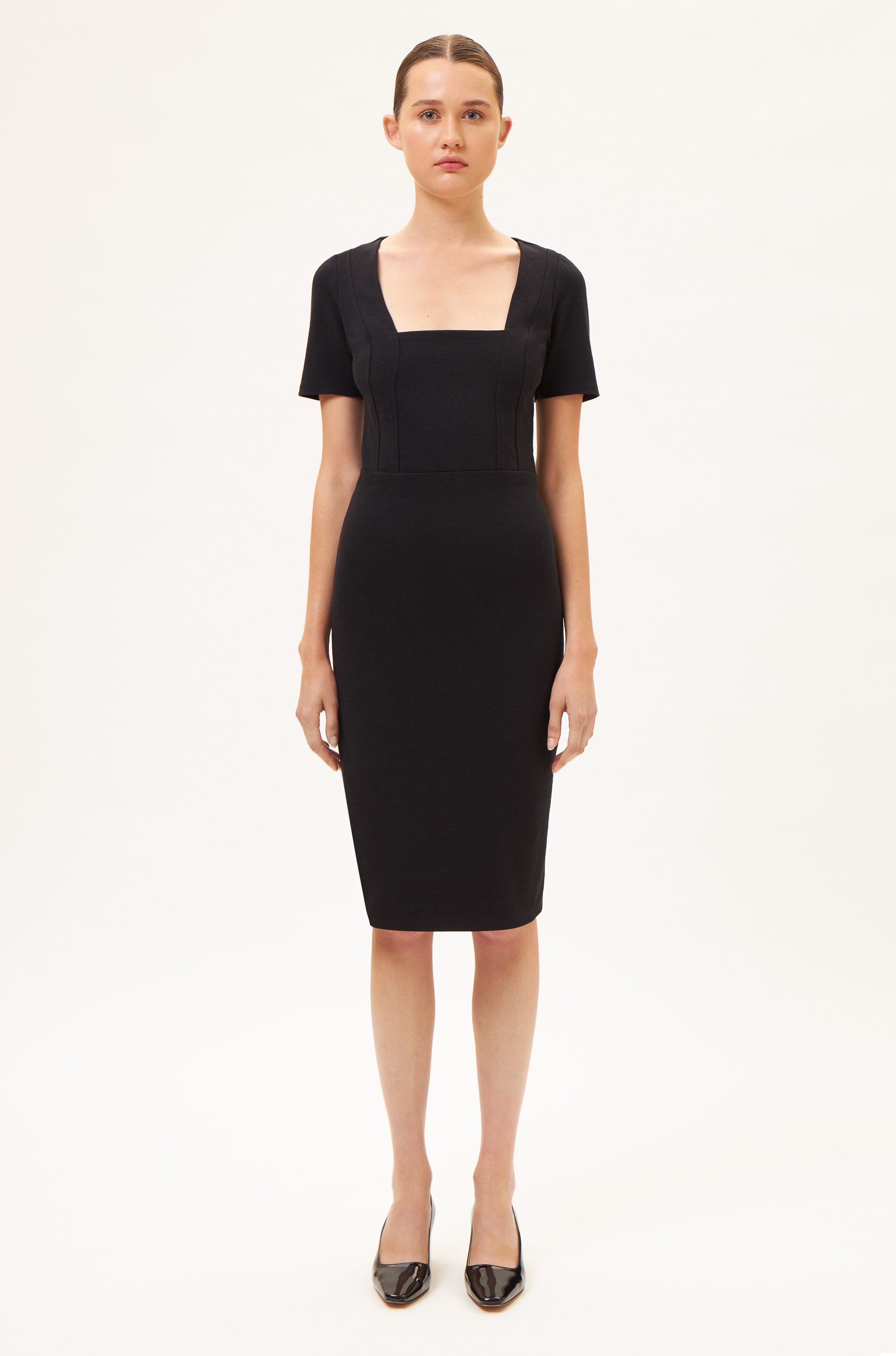 AOS FITTED MIDI DRESS BLACK