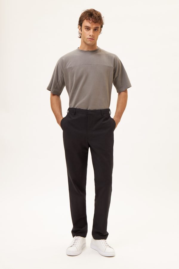 Ανδρικό παντελόνι, από βισκόζη και βαμβάκι μαύρο