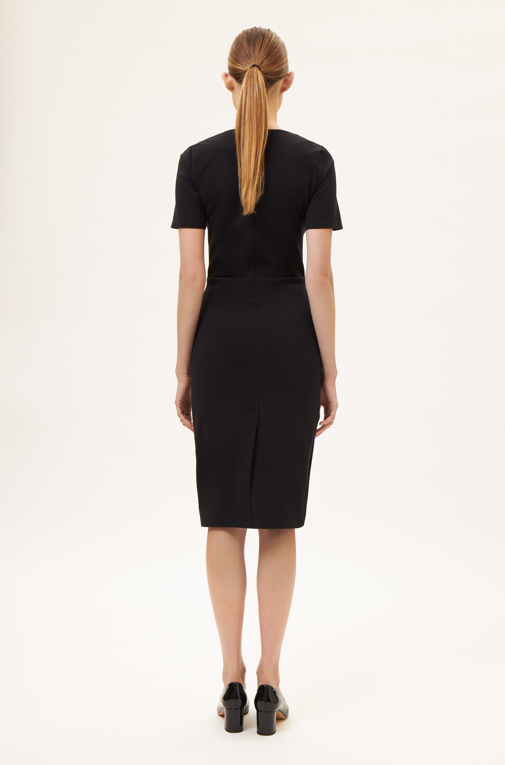 AOS FITTED MIDI DRESS BLACK