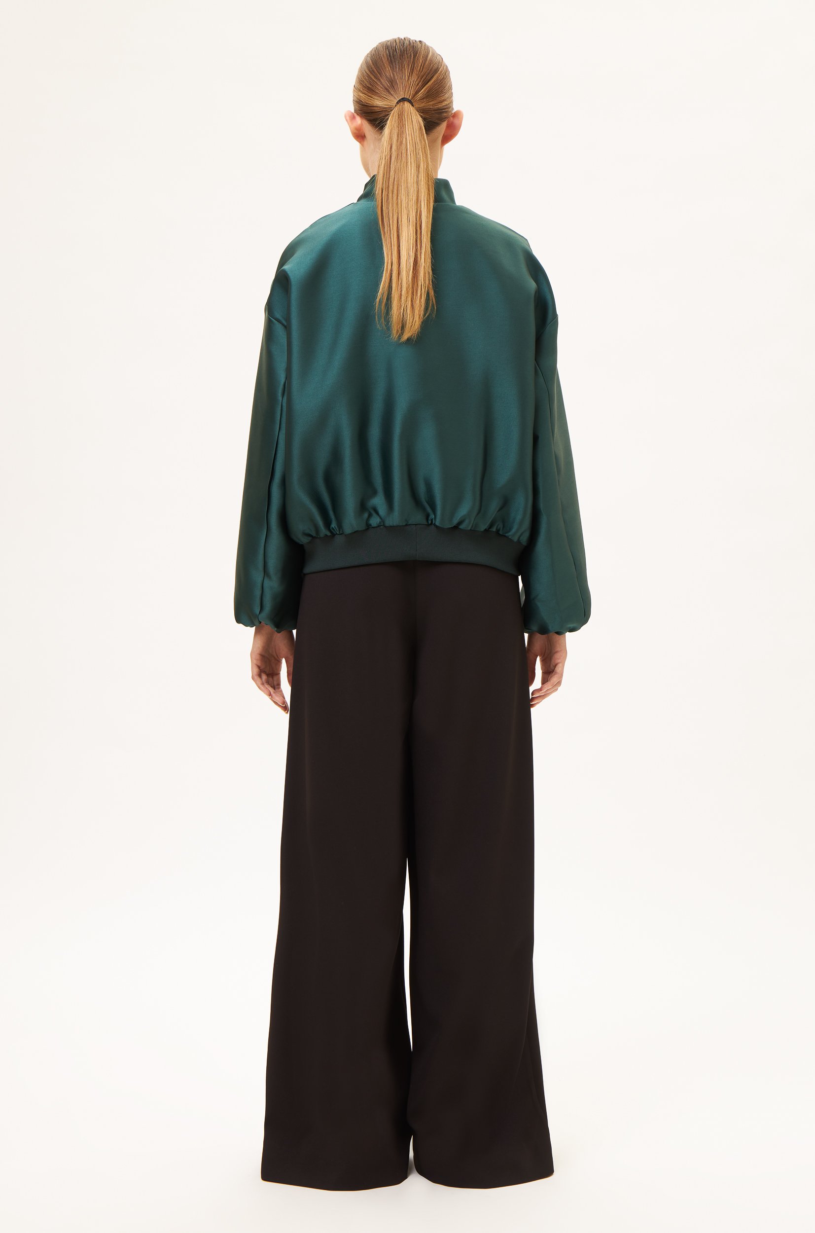 AOS Bomber τζάκετ με διακοσμητικό βολάν πράσινο