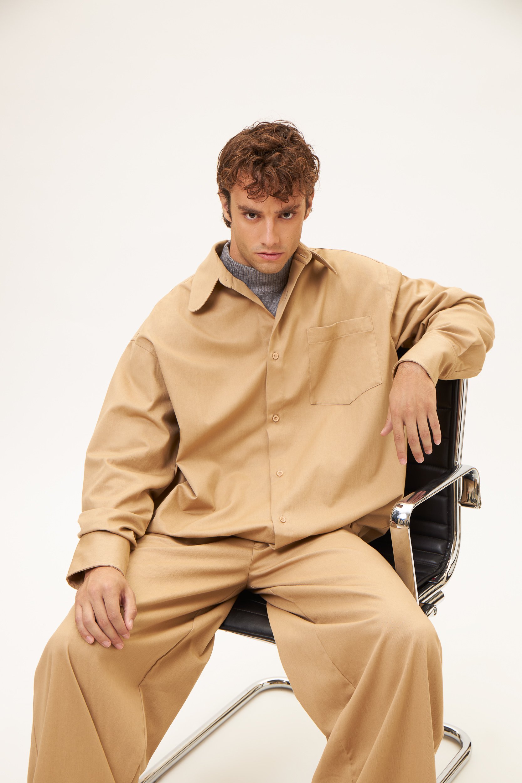 AOS Gabardine Jacket with Adjustable Tunnel Cord Hem Camel