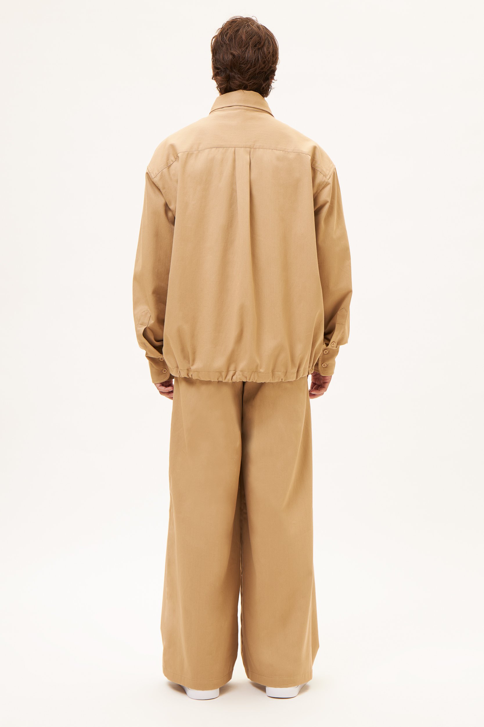 AOS Gabardine Jacket with Adjustable Tunnel Cord Hem Camel