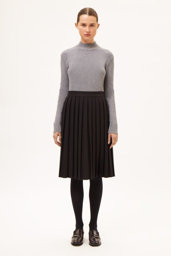 Πλισέ μίντι φούστα μαύρη