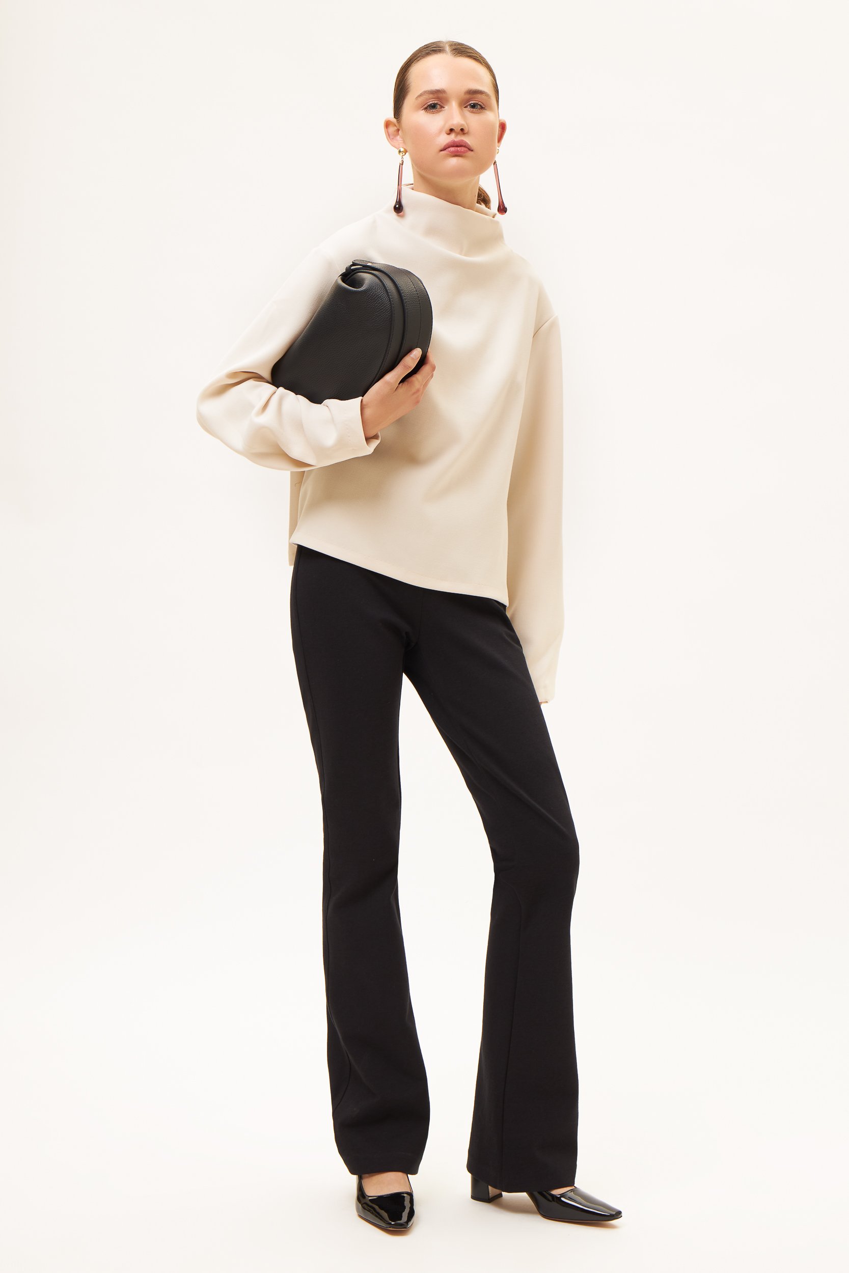 AOS Εφαρμοστό παντελόνι καμπάνα μαύρο