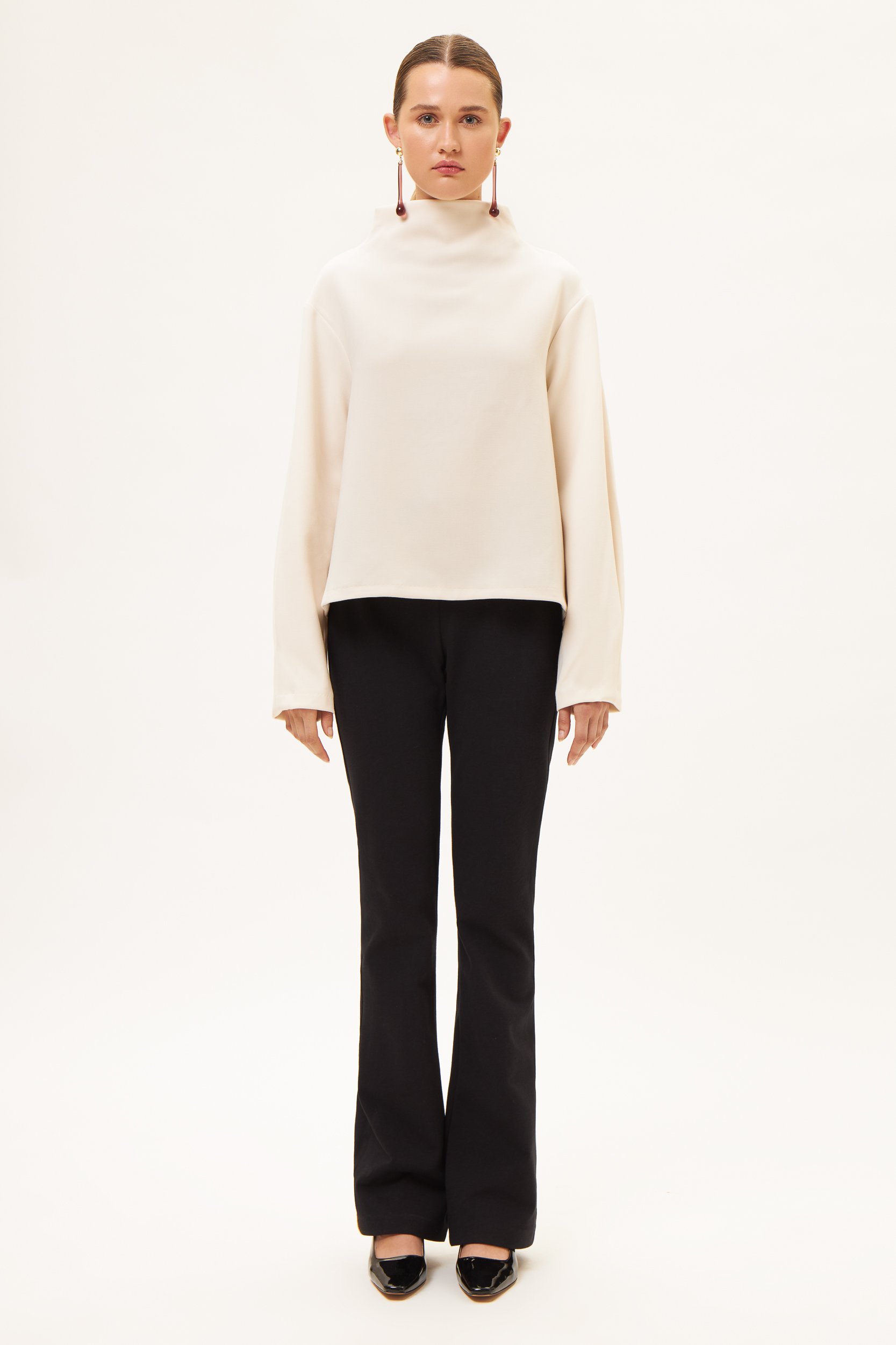 AOS Εφαρμοστό παντελόνι καμπάνα μαύρο