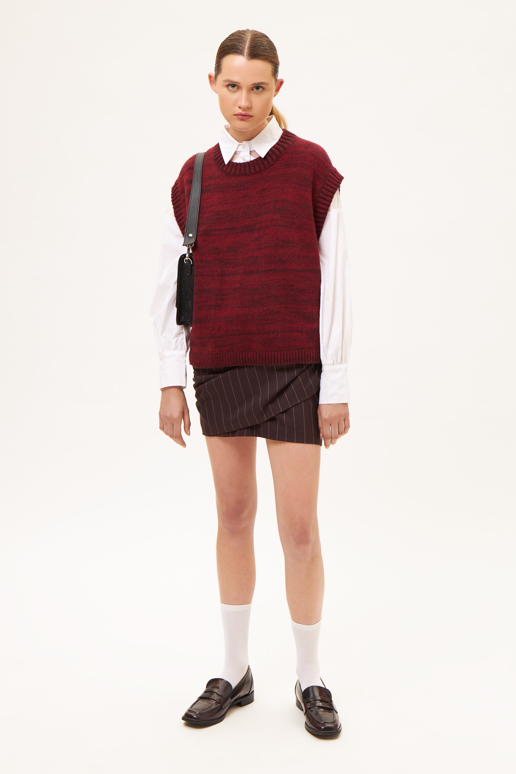 AOS Πλεκτό γιλέκο από μαλλί μπορντό