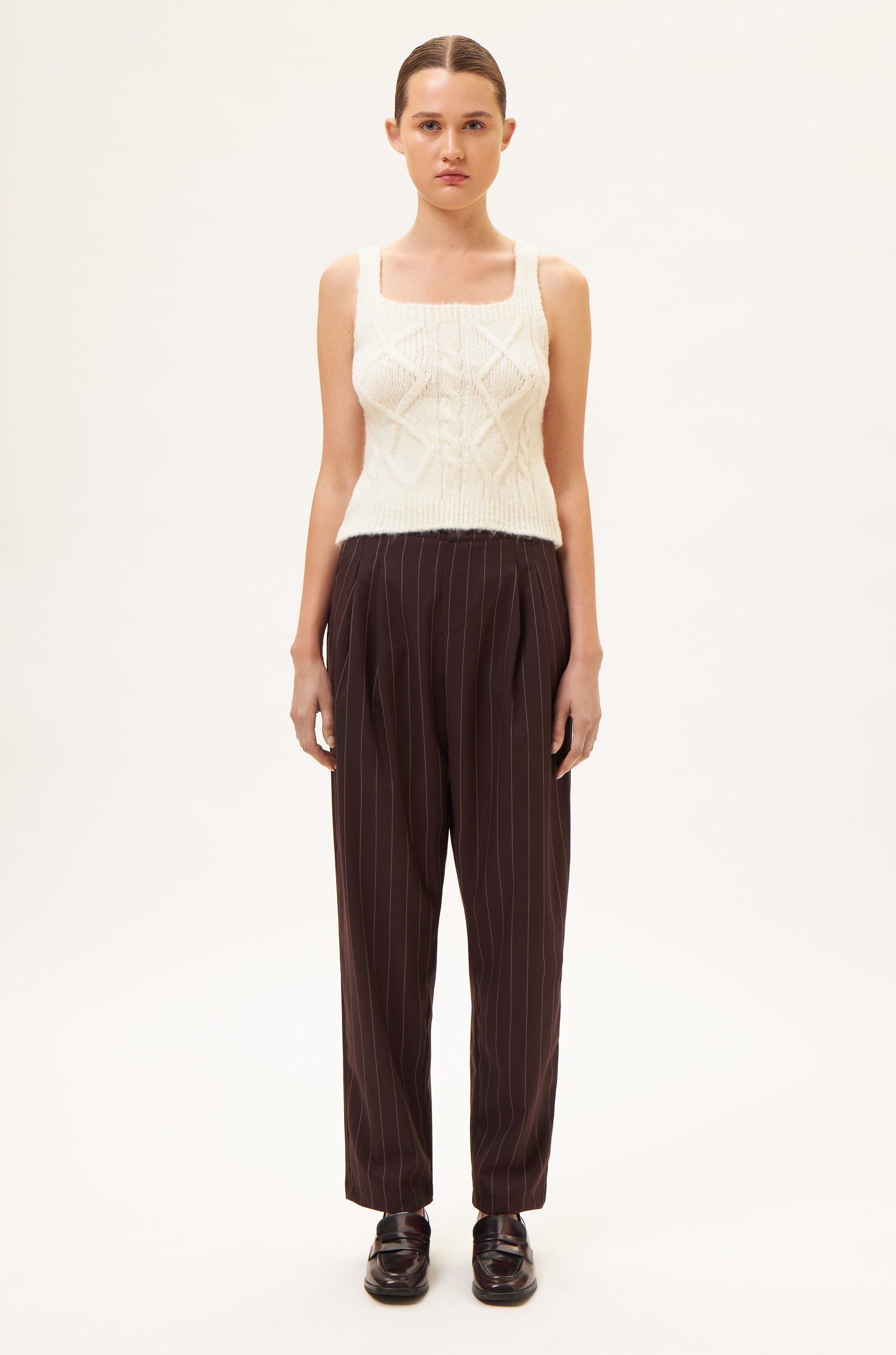 AOS Ριγέ παντελόνι σε ίσια γραμμή καφέ