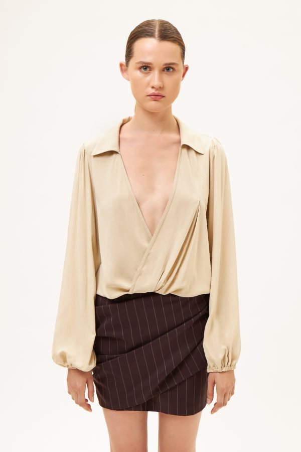 Κρουαζέ μπλούζα-πουκάμισο μπεζ