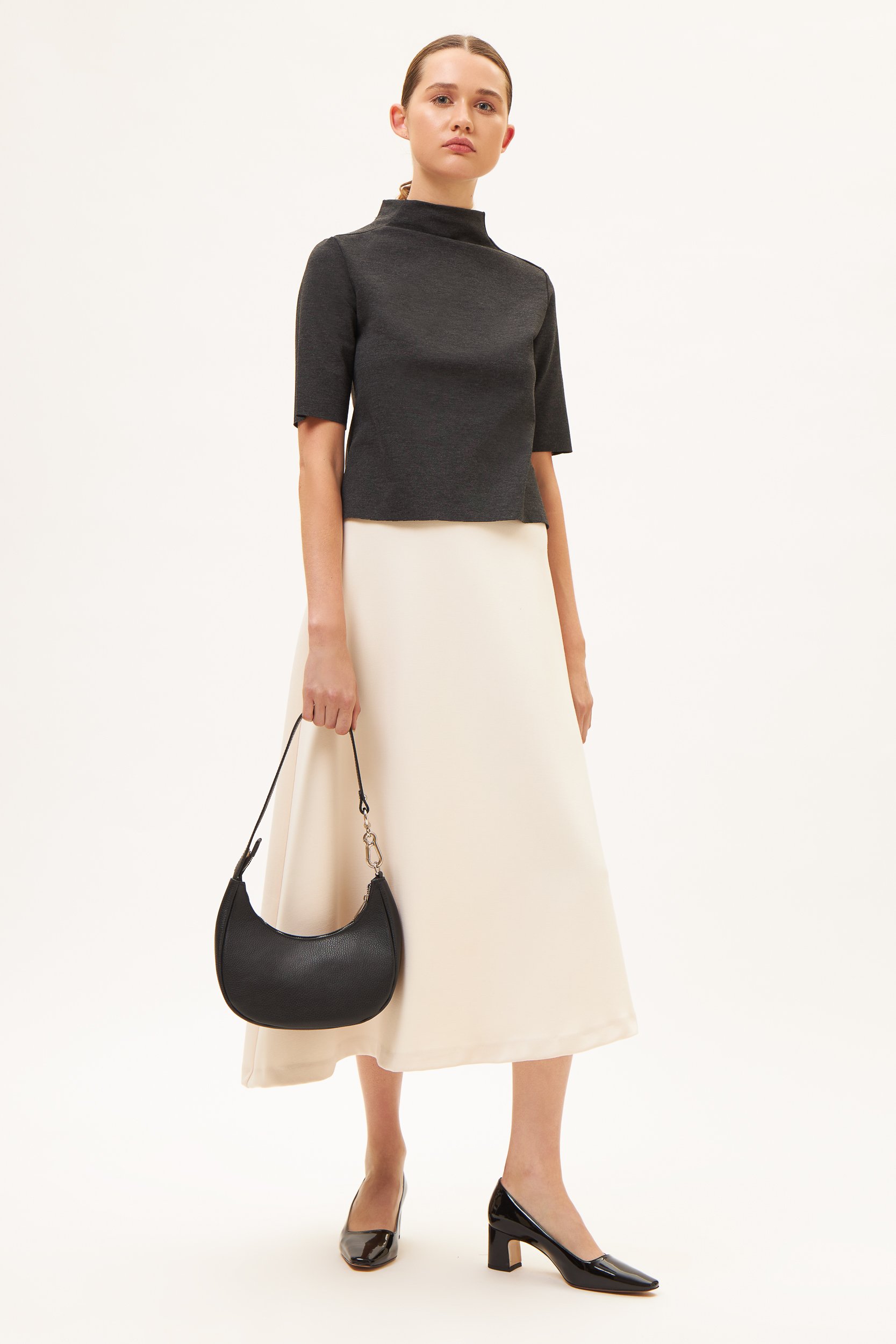 AOS Κοντομάνικη μπλούζα με όρθιο γιακά γκρι