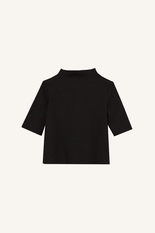 Κοντομάνικη μπλούζα με όρθιο γιακά μαύρη