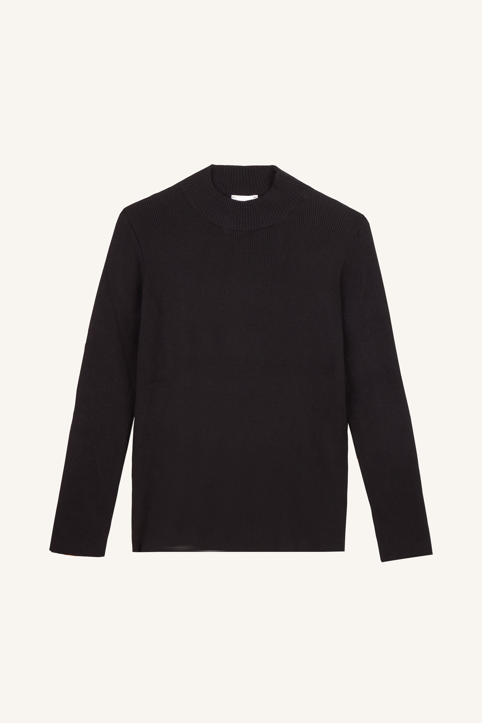 AOS Καθημερινό πλεκτό τοπ φτιαγμένο από νήμα βισκόζης, με λαιμόκοψη rib μαύρο