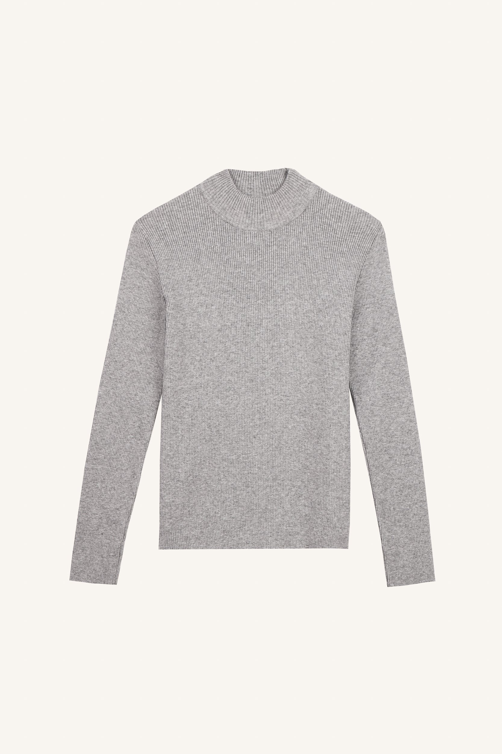 AOS Essential Knit Top Crafted from Viscose Grey Melange