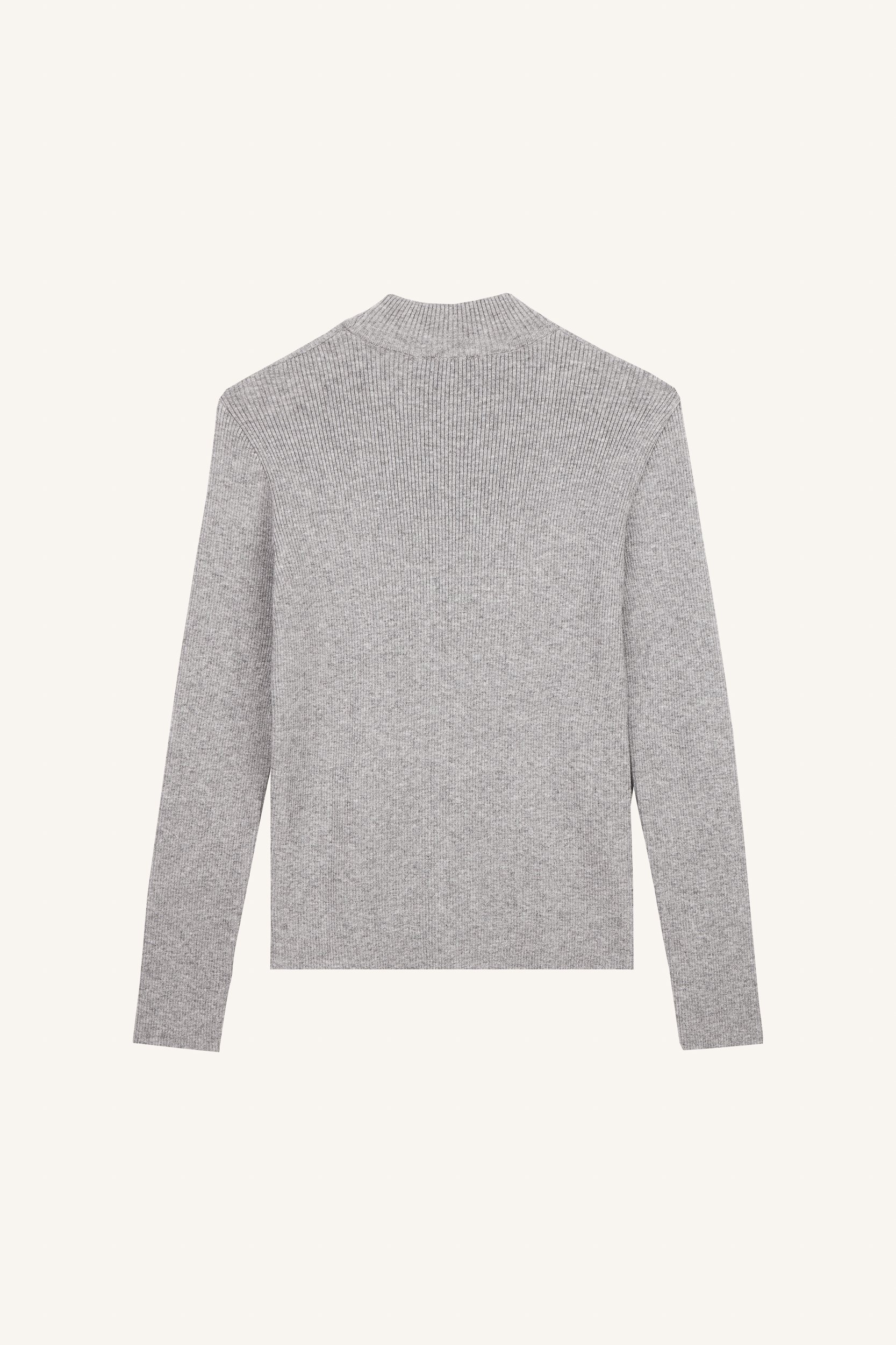 AOS Essential Knit Top Crafted from Viscose Grey Melange