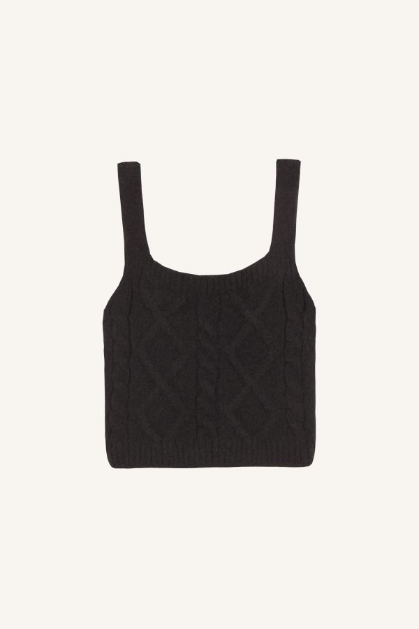 Πλεκτό τοπ από μαλλί και βαμβάκι μαύρο