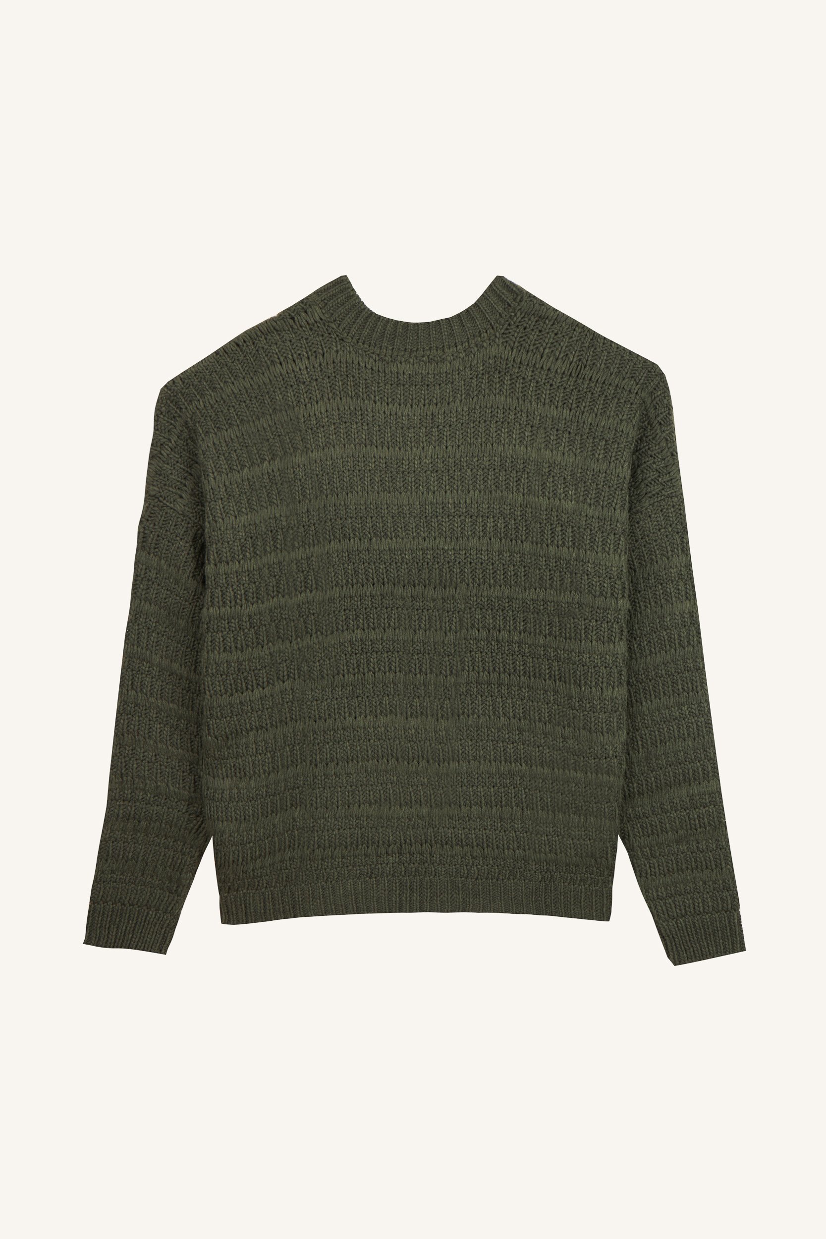 AOS Relaxed-Fit Sweater with Ribbed Details Khaki