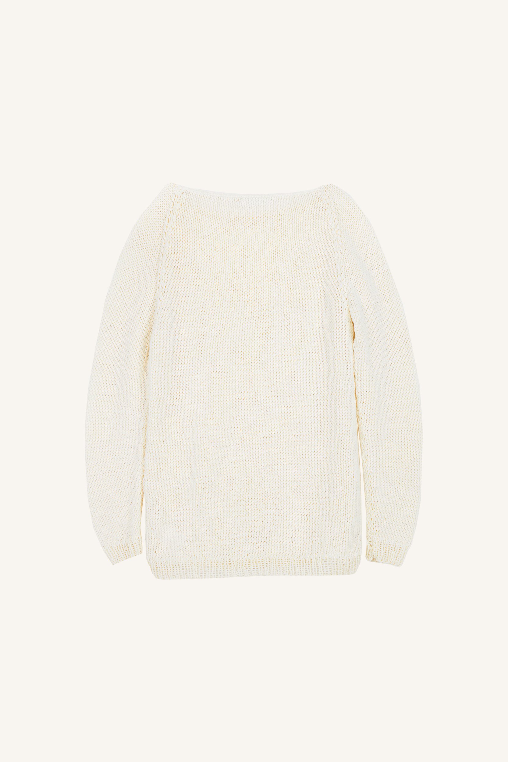 AOS Handmade Knitted Long Blouse Off White