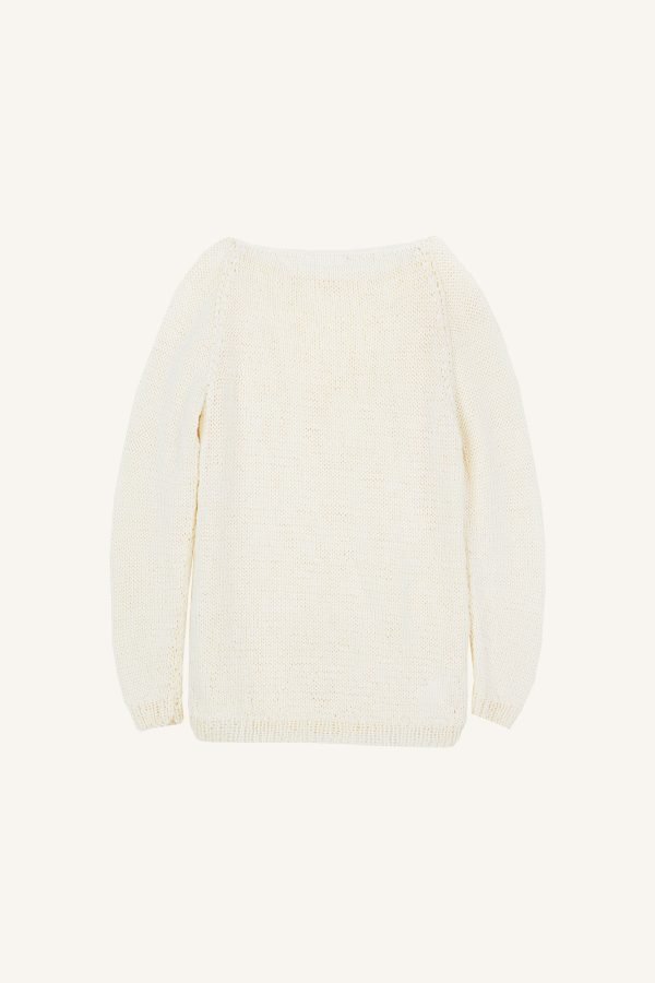 Μακρύ χειροποίητο πλεκτό πουλόβερ off white