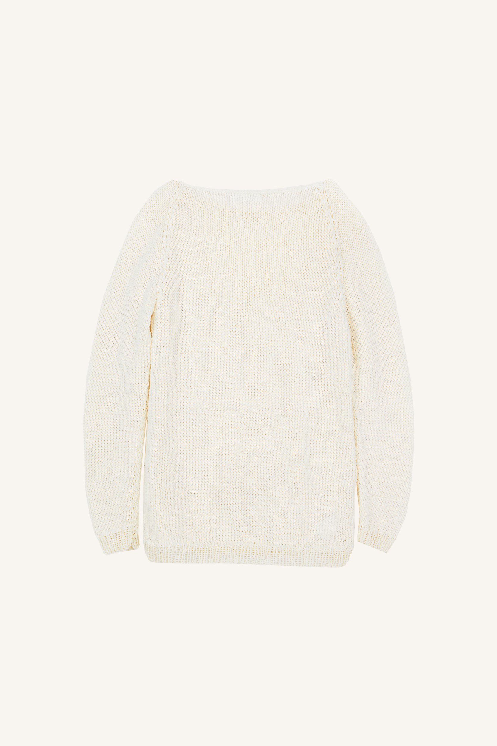 AOS Handmade Knitted Long Blouse Off White