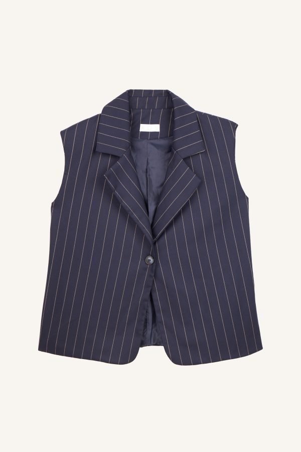 Ριγέ γιλέκο μπλε