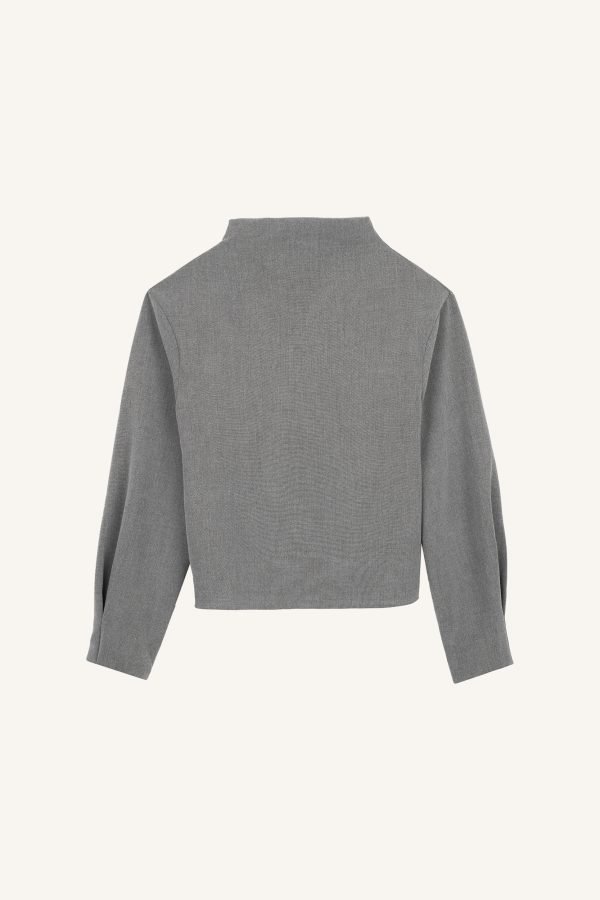 Χαλαρό τοπ με λαιμόκοψη funnel γκρι