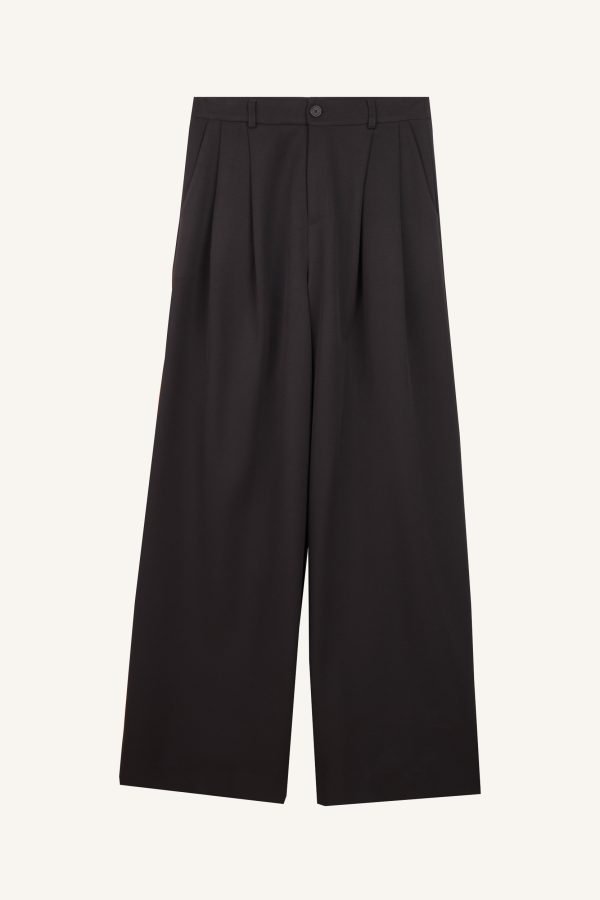 Παντελόνα με φαρδιά μπατζάκια μαύρη