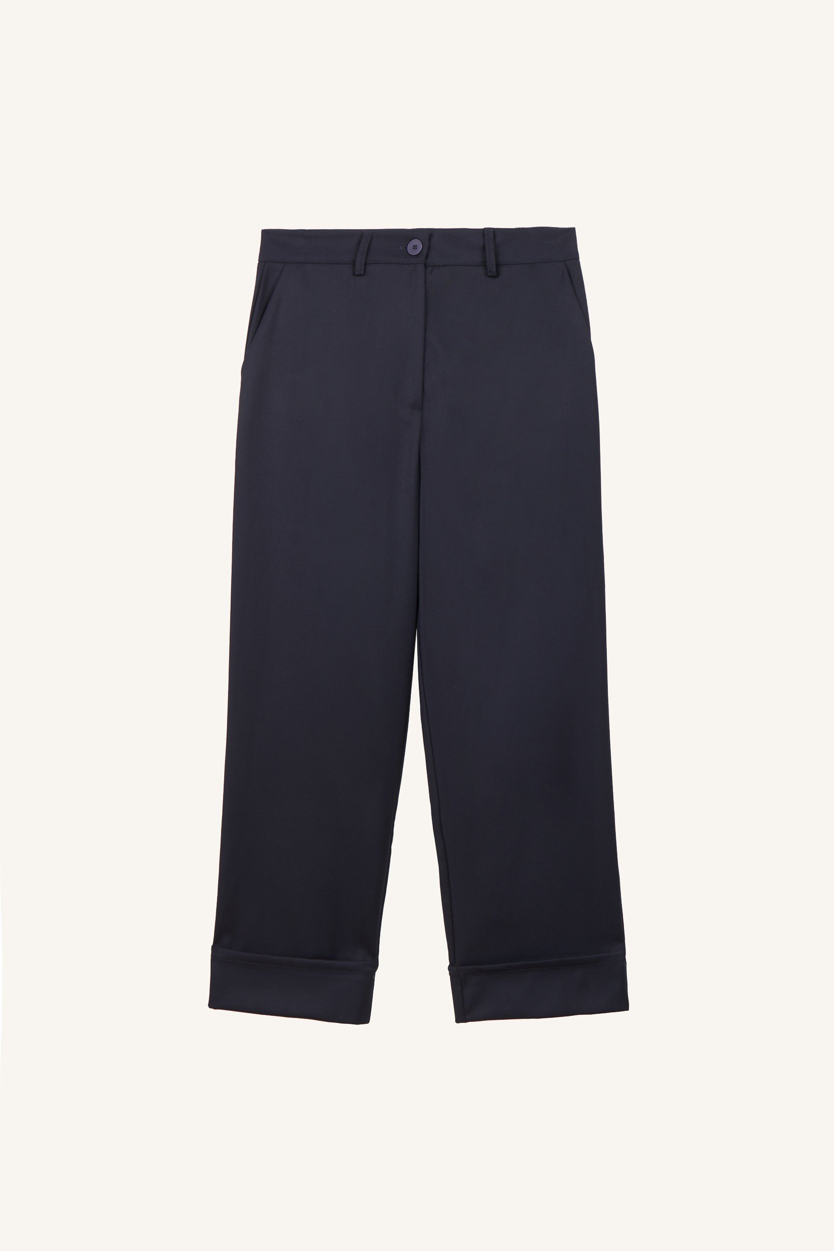 Reverse Hem Pants Navy Blue