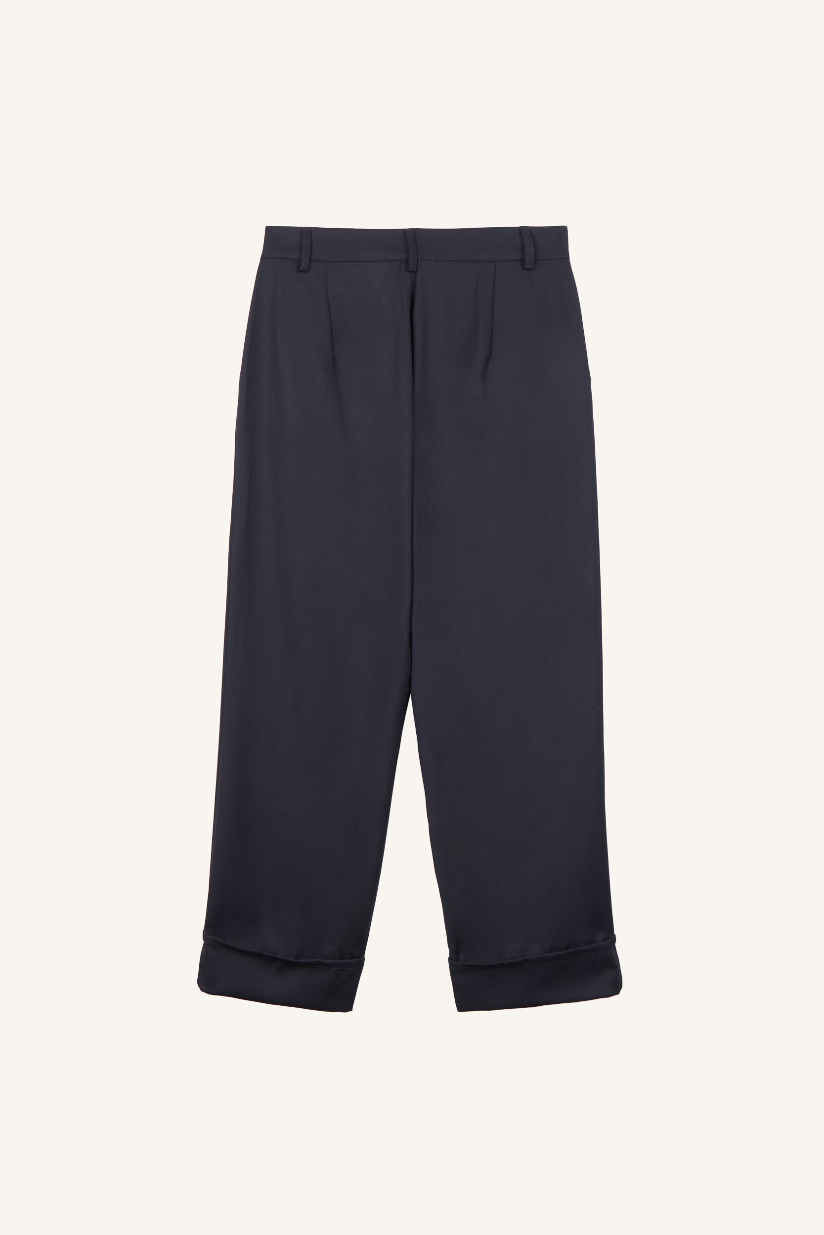 Reverse Hem Pants Navy Blue