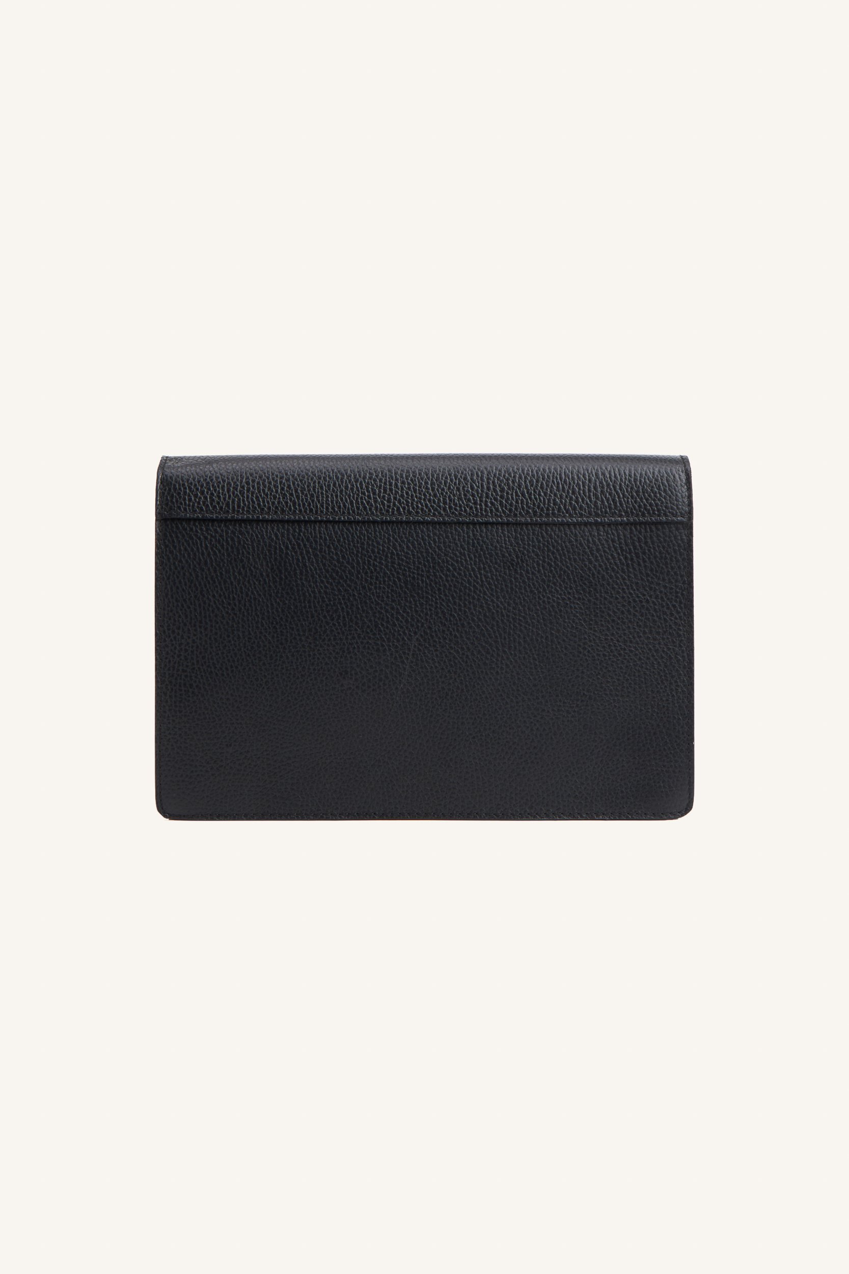 AOS Δερμάτινη τσάντα με καπάκι μαύρη