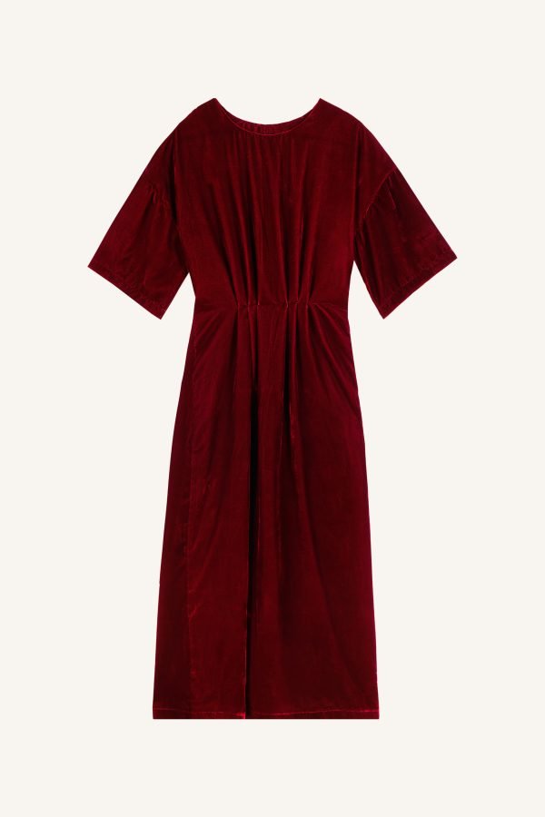 Βελούδινο μίντι φόρεμα μπορντό