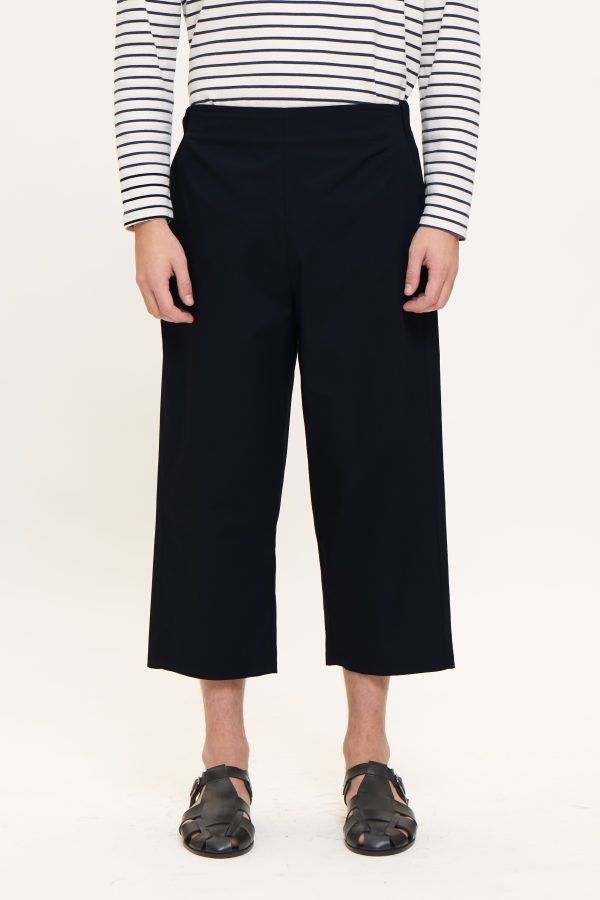 Cotton ropped pants with elastic waist